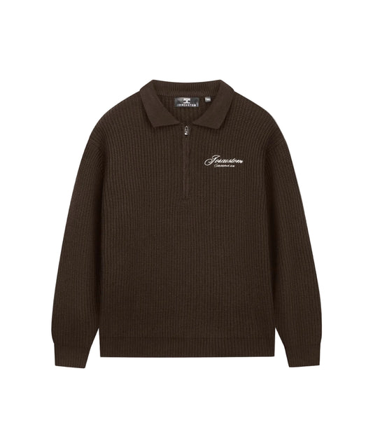 Jorcustom Heritage heavy knit quarter zip polo