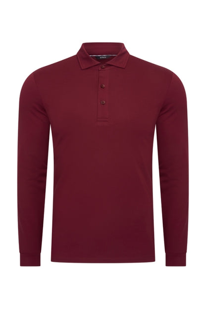 Mi Piace Burgundy longsleeve polo