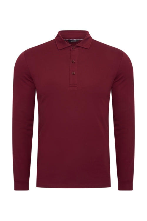 Mi Piace Burgundy longsleeve polo