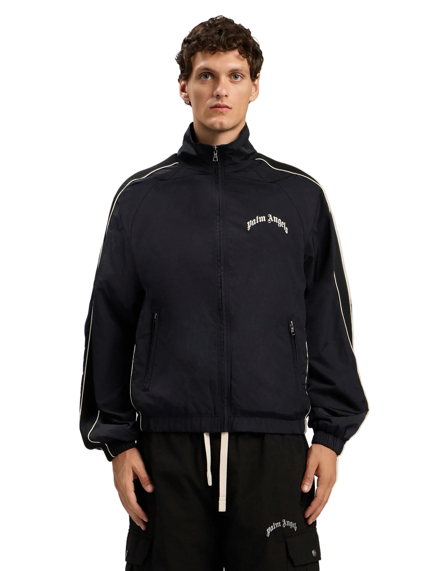 Palm Angels Curved logo vintage track windbreaker